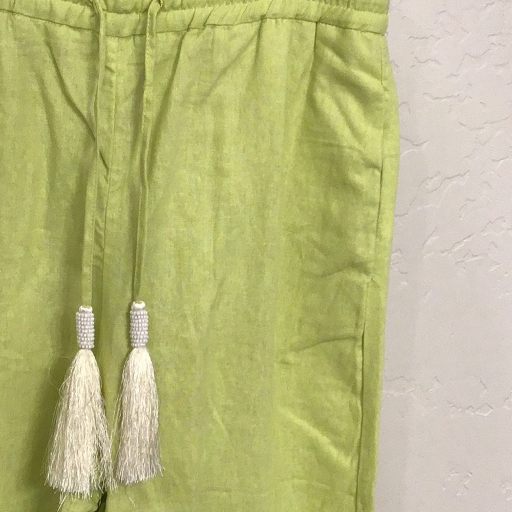 House of Harlow Green Linen Rayon Wide Leg Pants, S - Picture 2 of 11